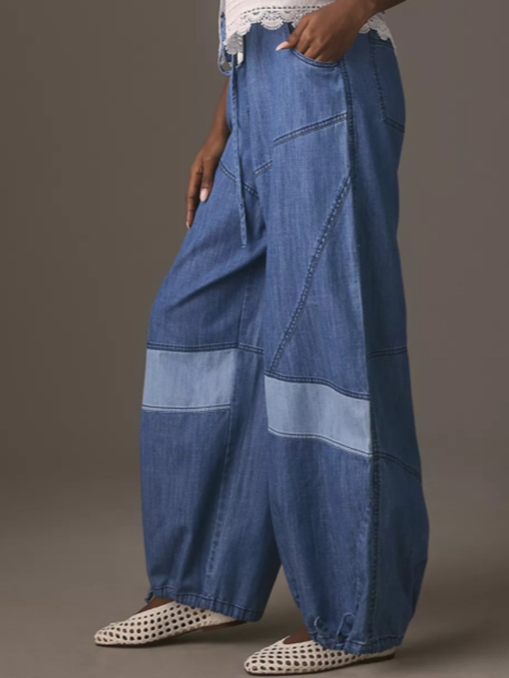 PILCRO LIGHT WEIGHT DENIM BARREL BALLOON JOGGER PANTS